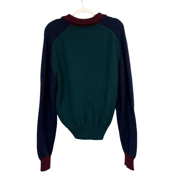 Faconnable Men's Size M Sweater Wool Vintage Designed in France Green Blue Red - Picture 2 of 6